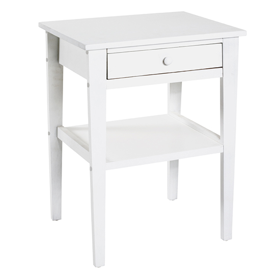 Photo of Stockton wooden 1 drawer side table in white