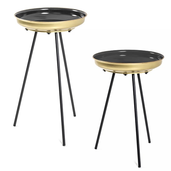 Stockton Metal Set Of 2 Side Tables In Black And Gold