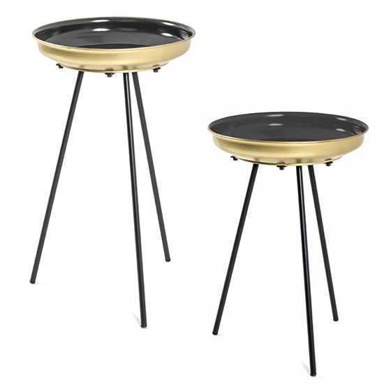 Photo of Stockton metal set of 2 side tables in black and gold