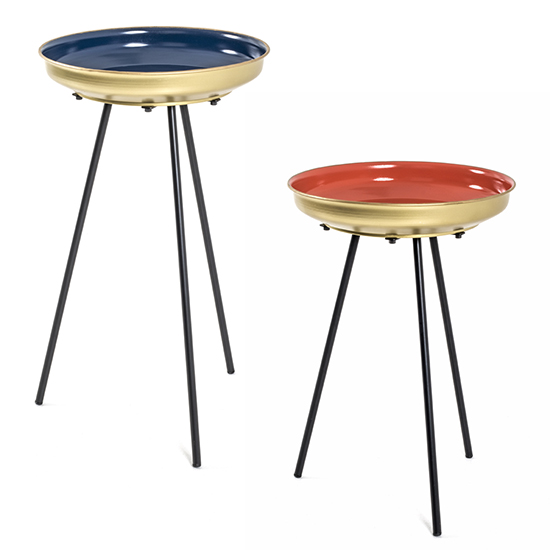 Stockton Metal Set Of 2 Side Tables In Multicolours