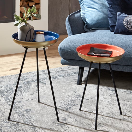 Stockton Metal Set Of 2 Side Tables In Multicolours