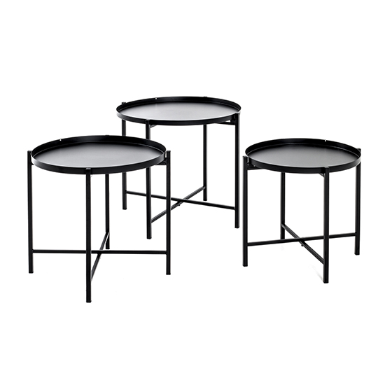 Product photograph of Stockton Metal Set Of 3 Side Tables In Black from Furniture in Fashion