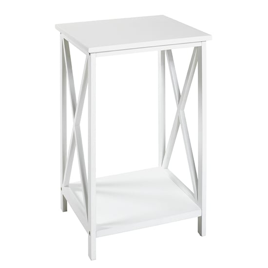 Stockton Square Wooden Side Table In White