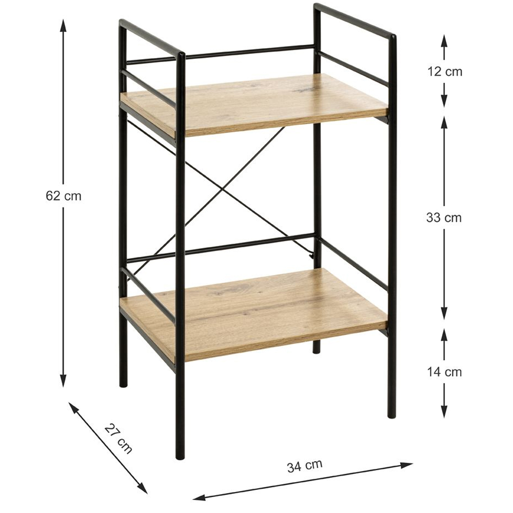 Stockton Wooden End Table With 2 Shelves In Oak Black