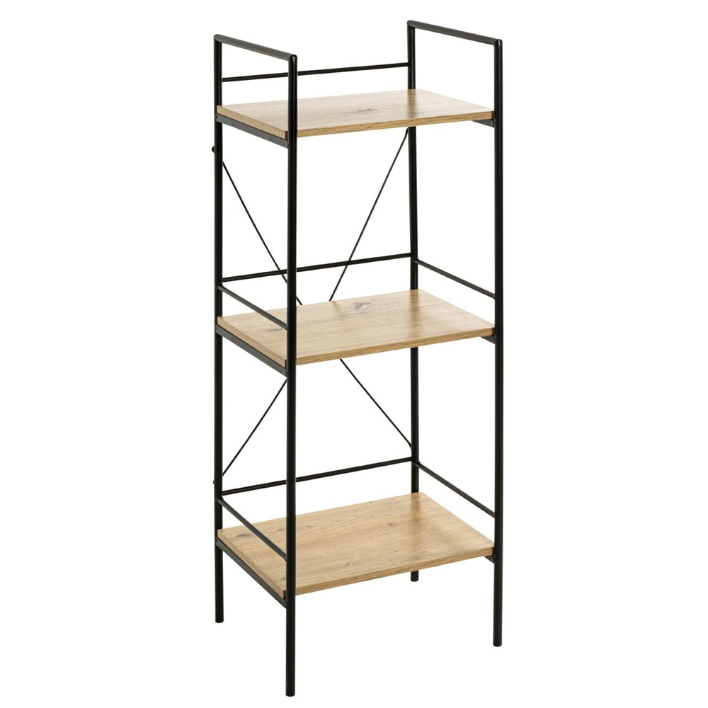 Stockton Wooden Shelving Unit With 3 Shelves In Oak Black