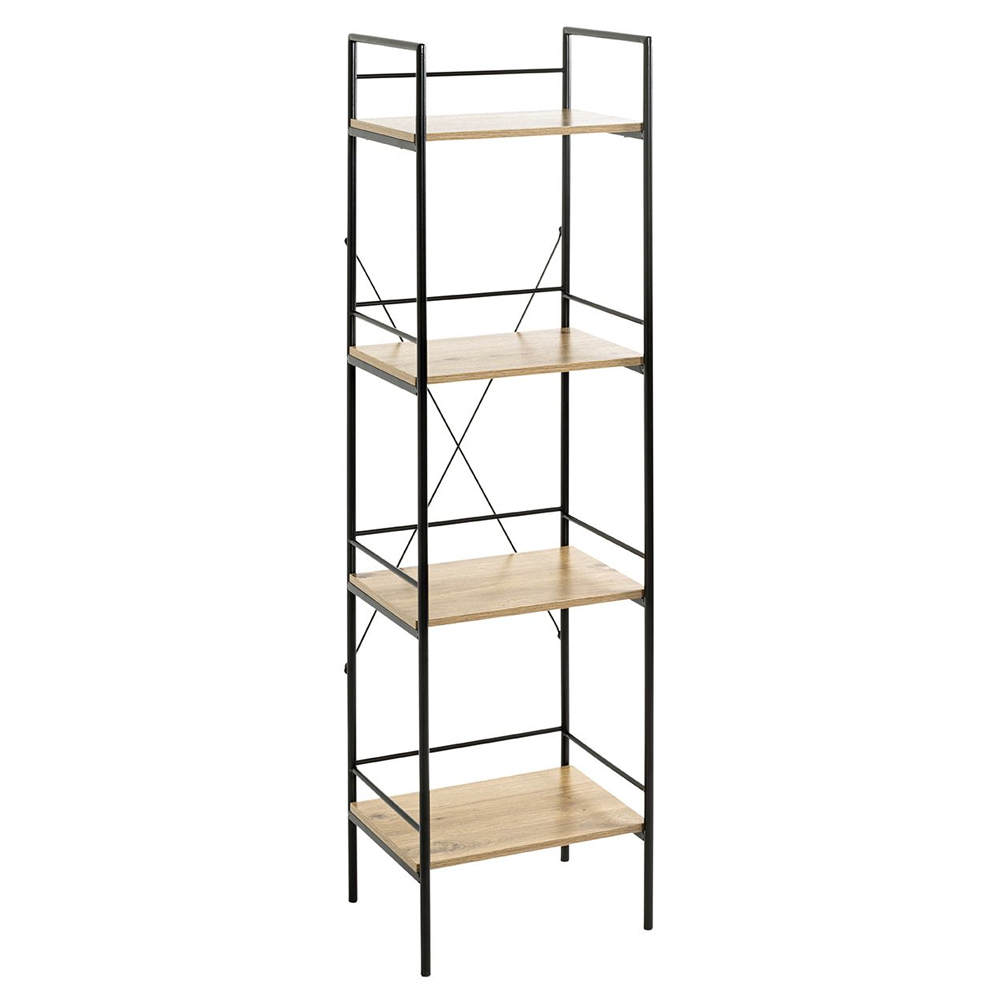 Stockton Wooden Shelving Unit With 4 Shelves In Oak Black