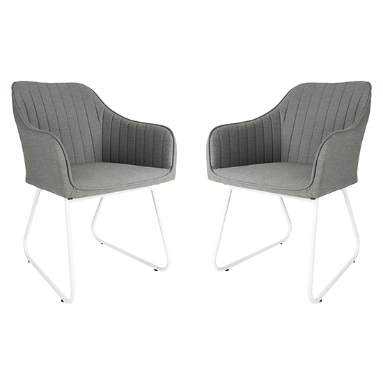 Stoke Outdoor Light Grey Fabric Dining Chairs In Pair