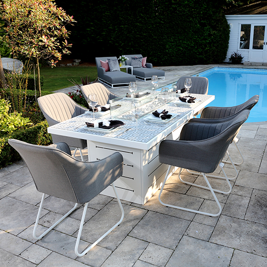Stoke Patterned Glass Top Dining Table With Firepit In White_8