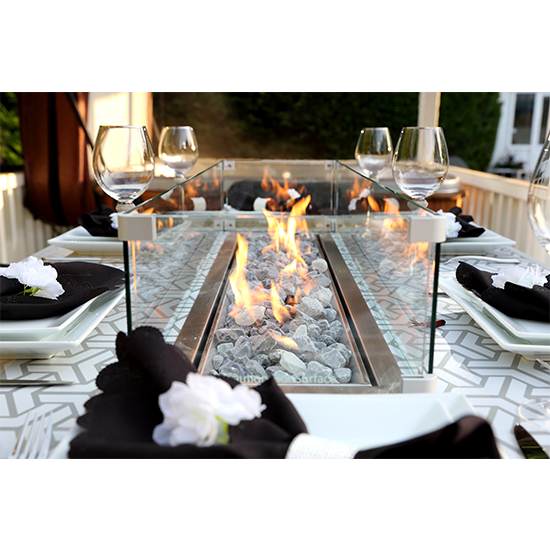 Stoke Square Plain Glass Top Dining Table With Firepit In Grey_7