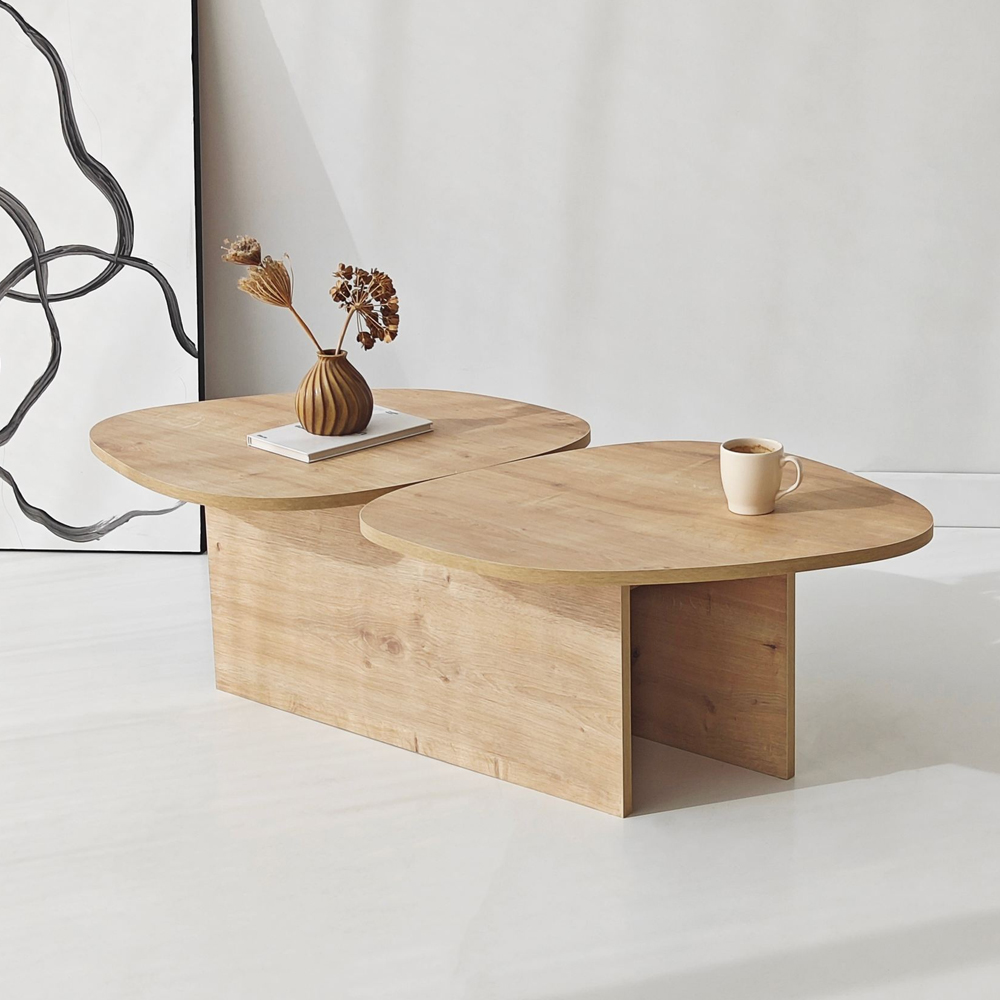 Stones Wooden Coffee Table in Sapphire Oak