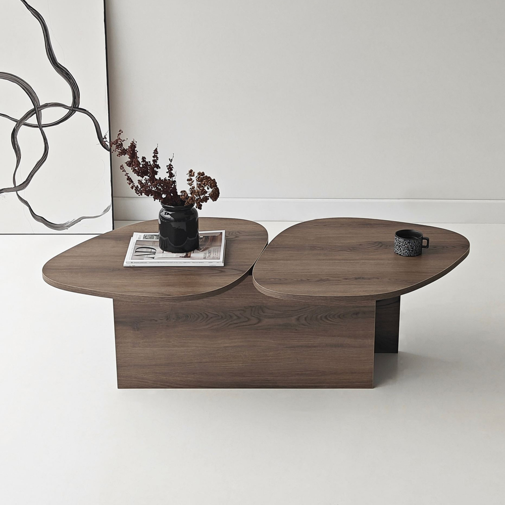Stones Wooden Coffee Table in Walnut
