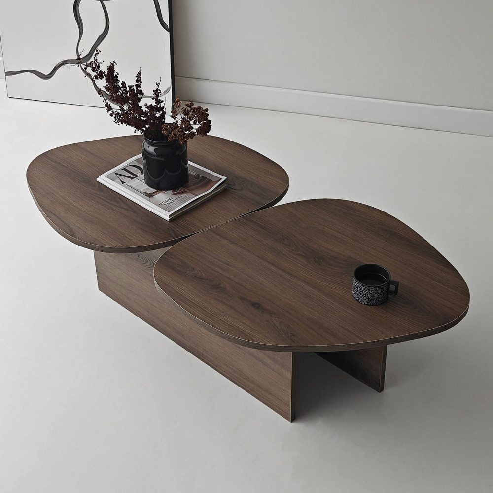 Stones Wooden Coffee Table in Walnut
