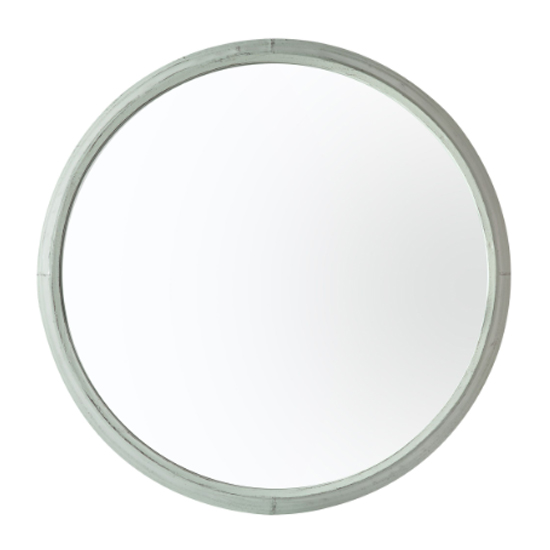 Stonington Round Wall Mirror In Mint Frame