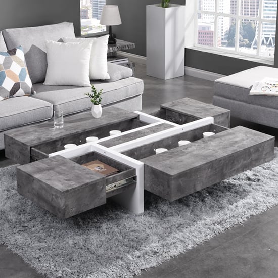Storm Gloss Storage Coffee Table In White And Concrete Effect_2