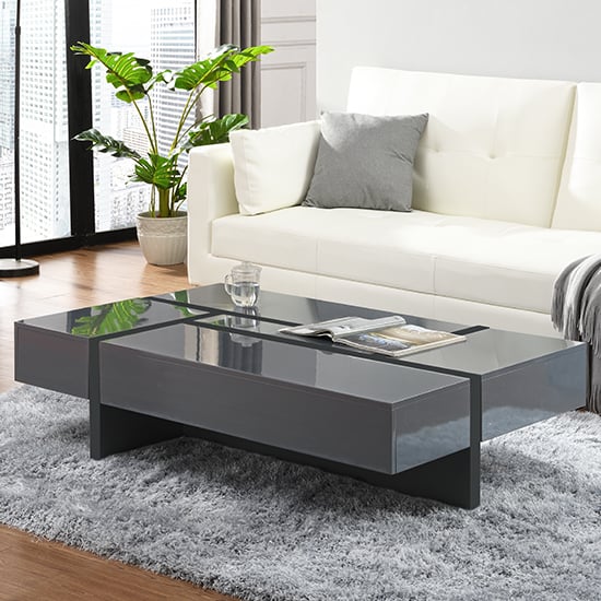 Read more about Storm high gloss storage coffee table in grey and black