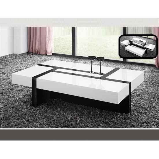 Storm Coffee Table In White And Black High Gloss With 4 Storm Storage Coffee Table In White And Black High Gloss 1