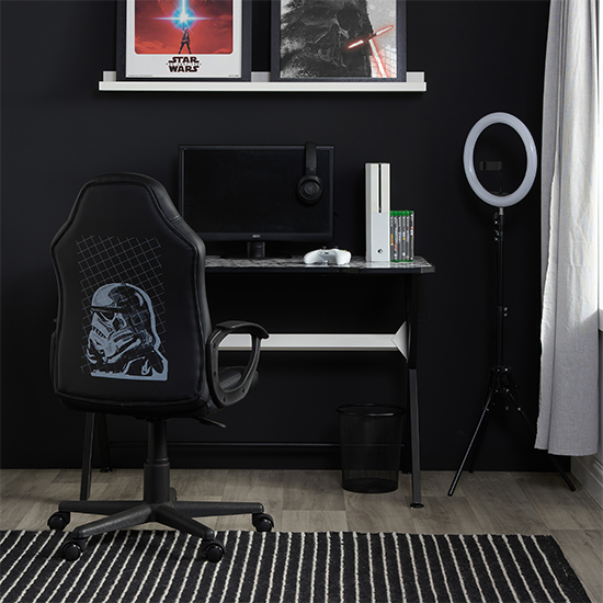 Stormtrooper Faux Leather Childrens Gaming Chair In Black_2