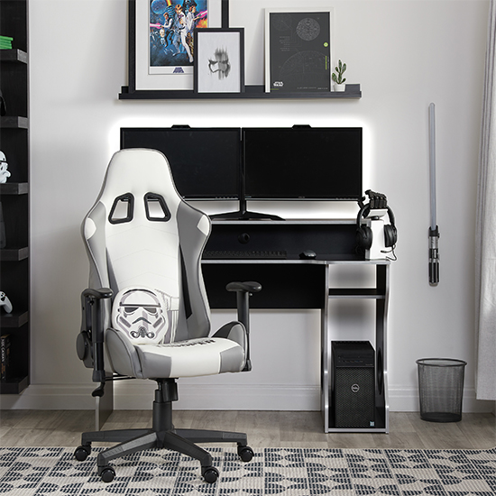Stormtrooper Faux Leather Childrens Gaming Chair In White_2