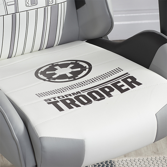 Stormtrooper Faux Leather Childrens Gaming Chair In White_6