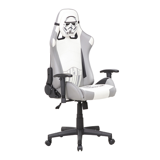 Stormtrooper Faux Leather Childrens Gaming Chair In White_9