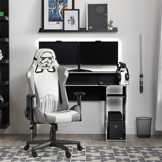 Product photograph of Stormtrooper Faux Leather Childrens Gaming Chair In White from Furniture in Fashion