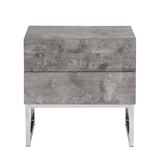 Strada Wooden 2 Drawers Bedside Cabinet In Concrete Effect_3