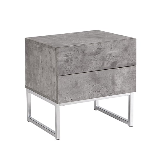 Strada Bedside Cabinet With 2 Drawers In Concrete Effect