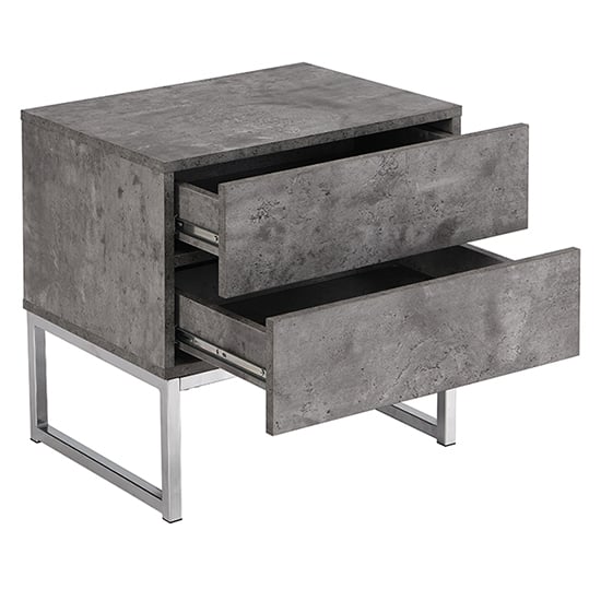 Strada Bedside Cabinet With 2 Drawers In Concrete Effect_5
