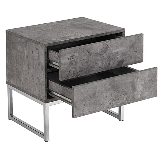 Strada Bedside Cabinet With 2 Drawers In Concrete Effect