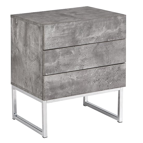 Strada Bedside Cabinet With 3 Drawers In Concrete Effect_3