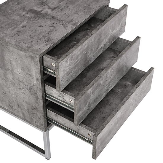 Strada Wooden 3 Drawers Bedside Cabinet In Concrete Effect_7