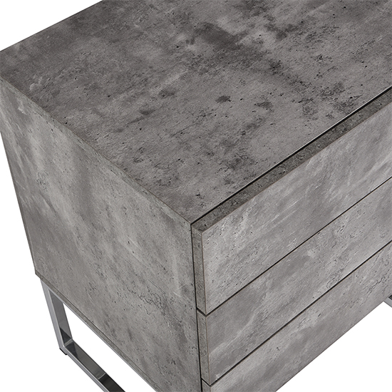 Strada Wooden 3 Drawers Bedside Cabinet In Concrete Effect_8