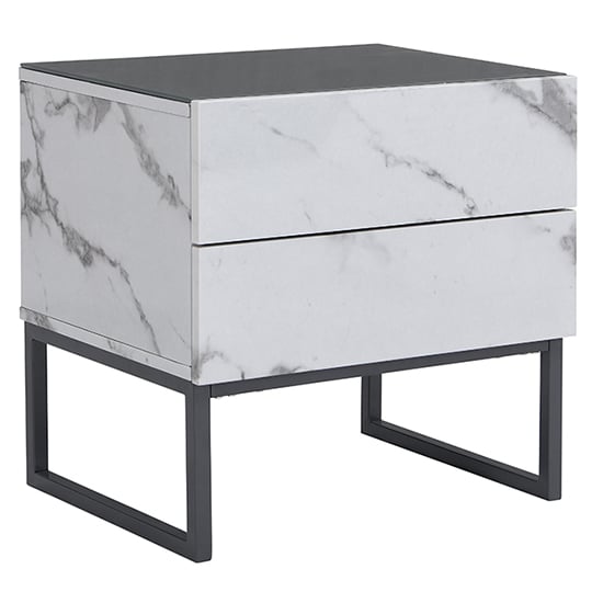 Strada Gloss Bedside Cabinet And 2 Drawer In Diva Marble Effect_3