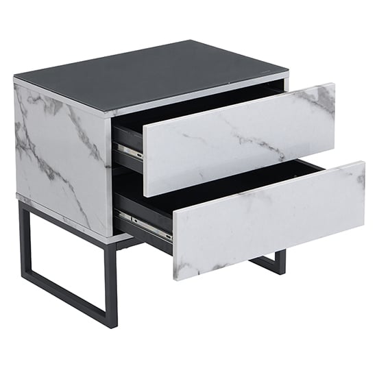 Strada Gloss Bedside Cabinet And 2 Drawer In Diva Marble Effect_4
