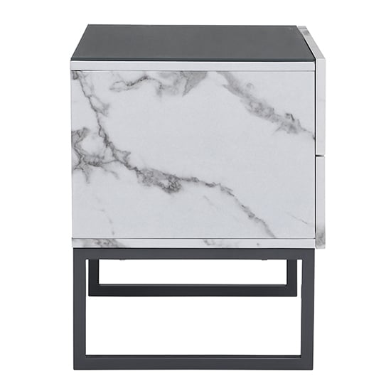 Strada Gloss Bedside Cabinet And 2 Drawer In Diva Marble Effect_6