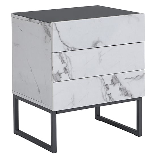 Strada Gloss Bedside Cabinet And 3 Drawer In Diva Marble Effect_3