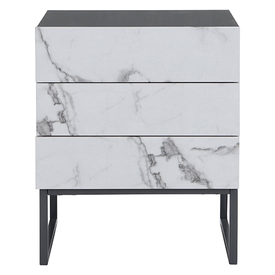 Strada Gloss Bedside Cabinet And 3 Drawer In Diva Marble Effect_5