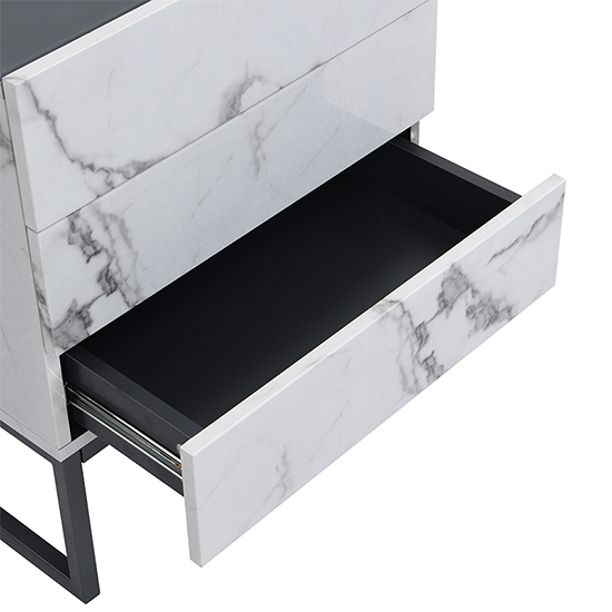Strada Gloss Bedside Cabinet And 3 Drawer In Diva Marble Effect_6