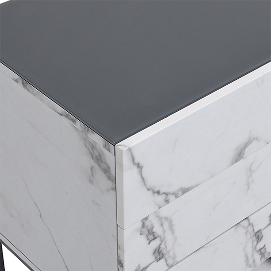 Strada Gloss Bedside Cabinet And 3 Drawer In Diva Marble Effect_8
