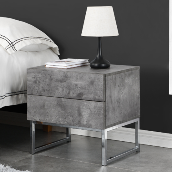 Product photograph of Strada Bedside Cabinet With 2 Drawers In Concrete Effect from Furniture in Fashion