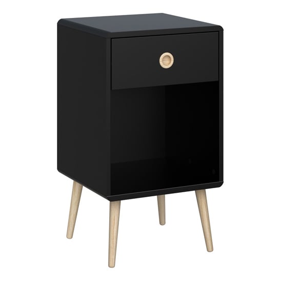 Read more about Strafford wooden bedside cabinet with 1 drawer in black
