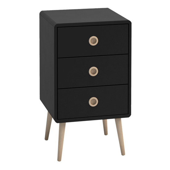 Strafford Wooden Chest Of 3 Drawers In Black thumbnail