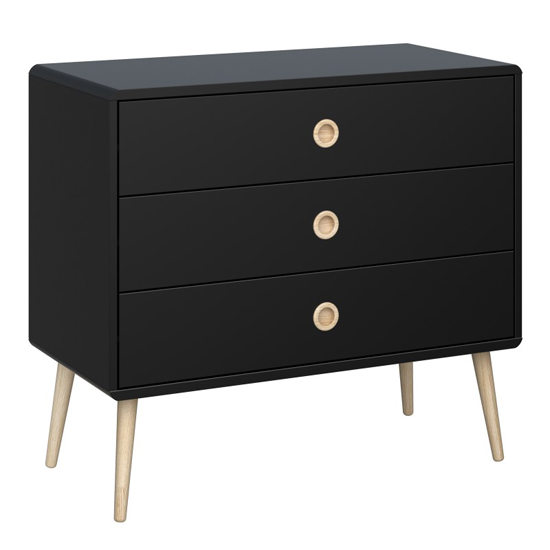 Product photograph of Strafford Wooden Chest Of 3 Drawers Wide In Black from Furniture in Fashion