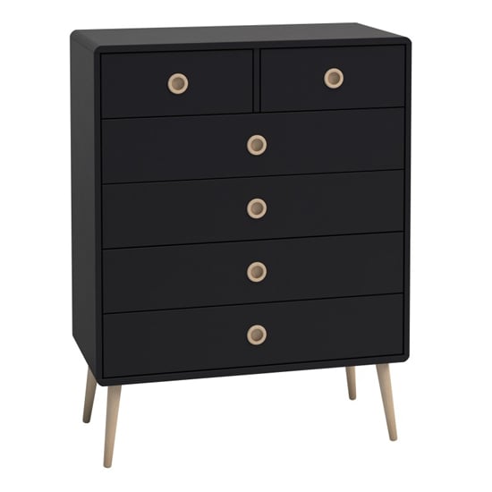 Strafford Wooden Chest Of 6 Drawers In Black