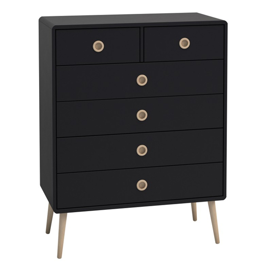 Strafford Wooden Chest Of 6 Drawers In Black Furniture in Fashion