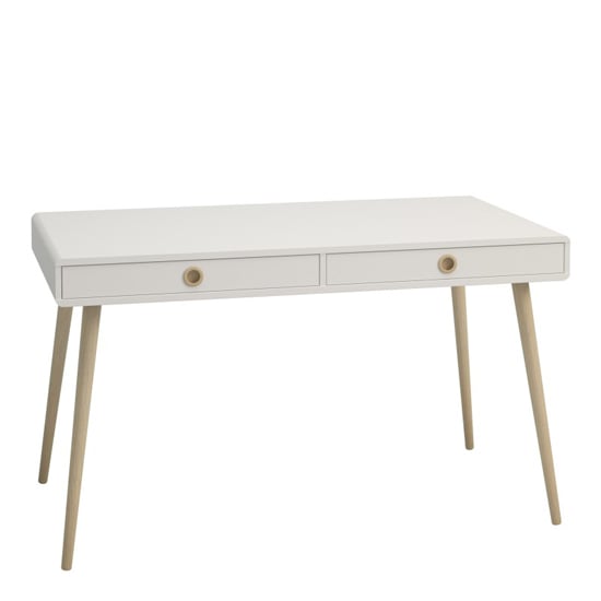 Read more about Strafford wooden laptop desk with 2 drawers in white