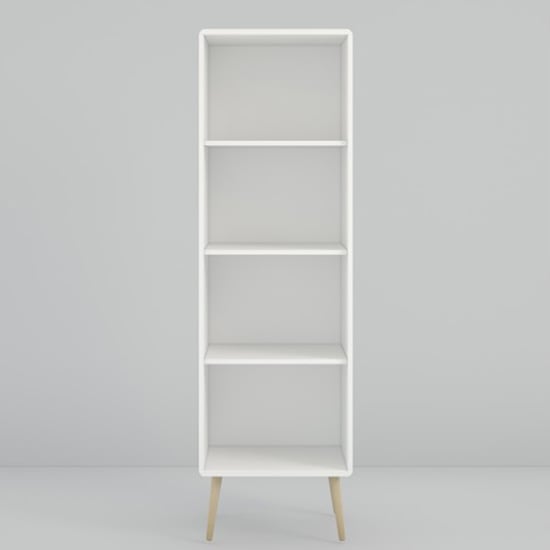 Strafford Narrow Wooden Bookcase In Off White