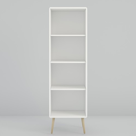 Strafford Narrow Wooden Bookcase In Off White