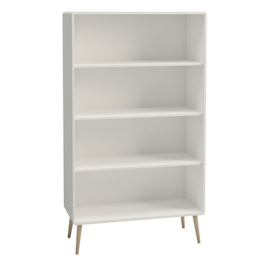 Strafford Wide Wooden Bookcase In Off White Furniture in Fashion