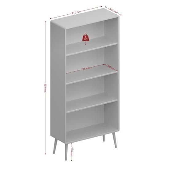 Strafford Wide Wooden Bookcase In Off White Furniture in Fashion
